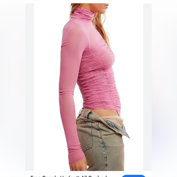 Free People Under It All Ruched Mesh Turtleneck Bodysuit NWT - Picture 2 of 2